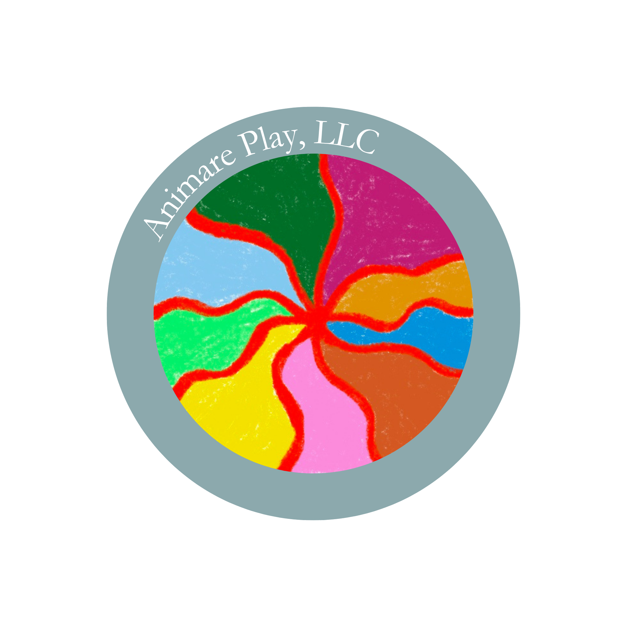 Animare Play logo — a hand-drawn pinwheel of color